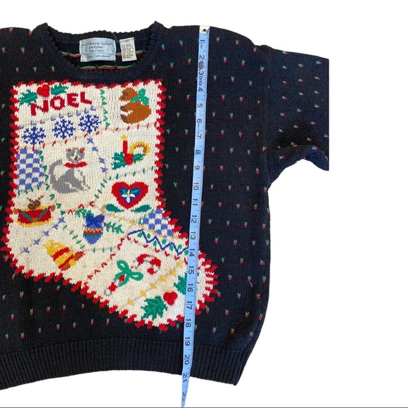 Vintage Christmas Sweater Hand Embroidered Petite Medium - Picture 9 of 10